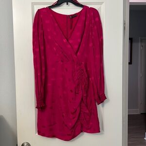 Beautiful hot pink v neck mini dress